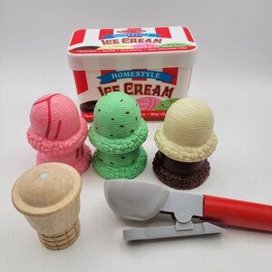 Melissa & Doug Homestyle Stack & Serve Ice Cream Set - Magnetic & Wood 10 pcs